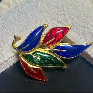VENDOME-Attributed Vintage Red Blue Green Enamel Scatter Pin Brooch